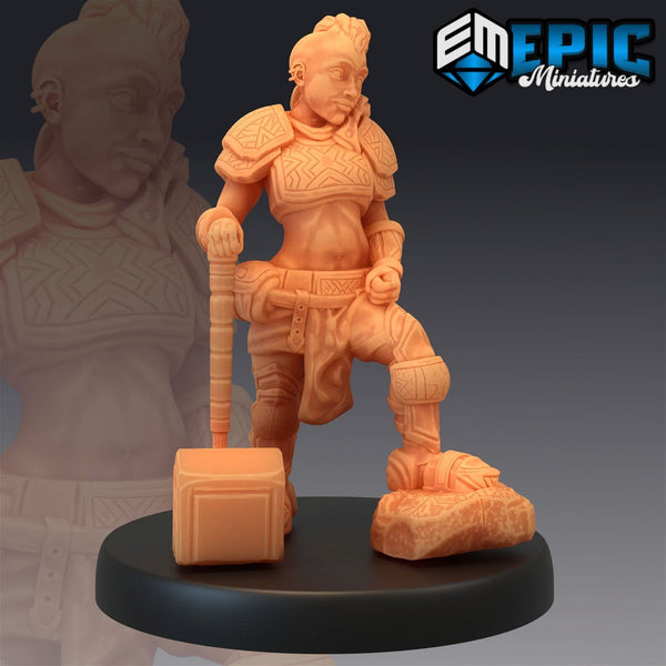 Dwarven War Maiden Posing - The Printable Dragon
