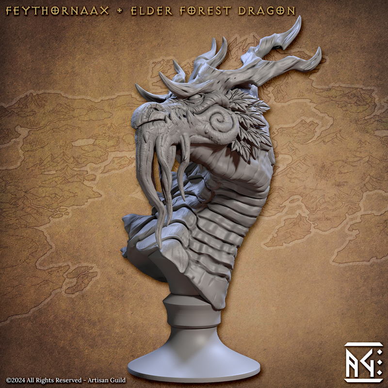 Elder Forest Dragon Bust 3D-printed model