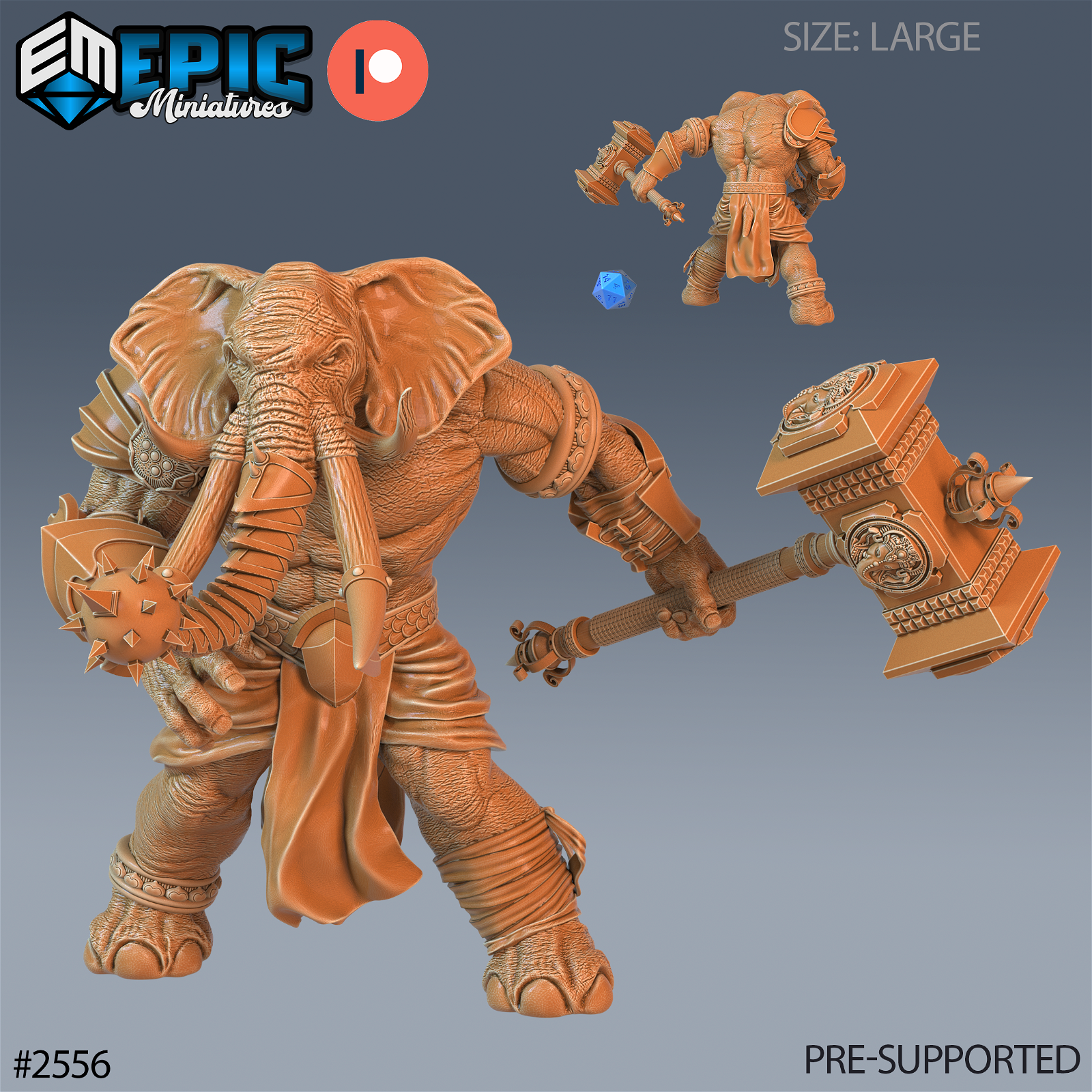 Elephant Folk Barbarian - The Printable Dragon