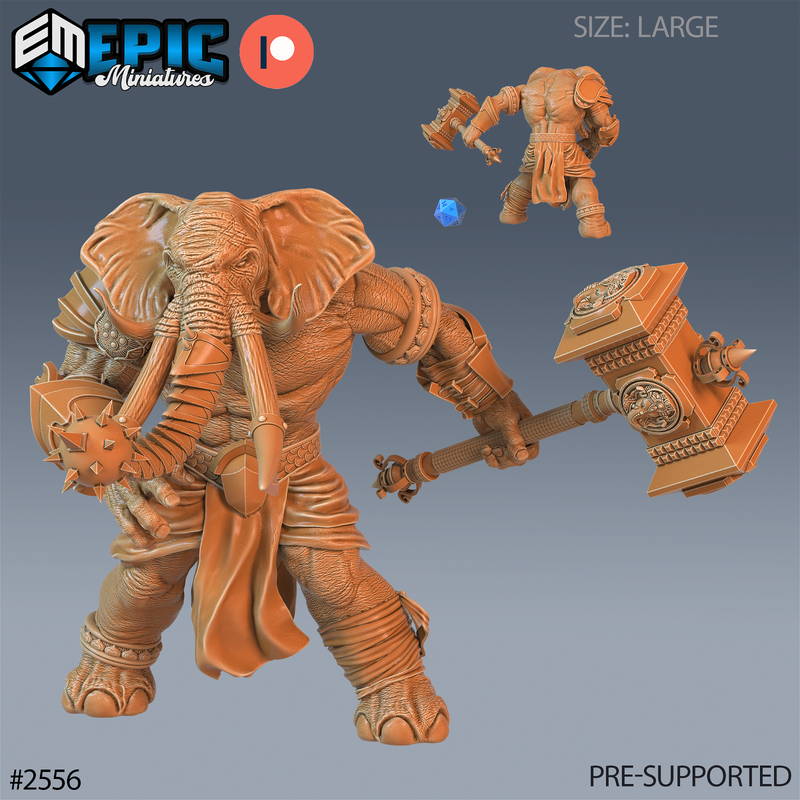 Elephant Folk Barbarian 3D-printed model