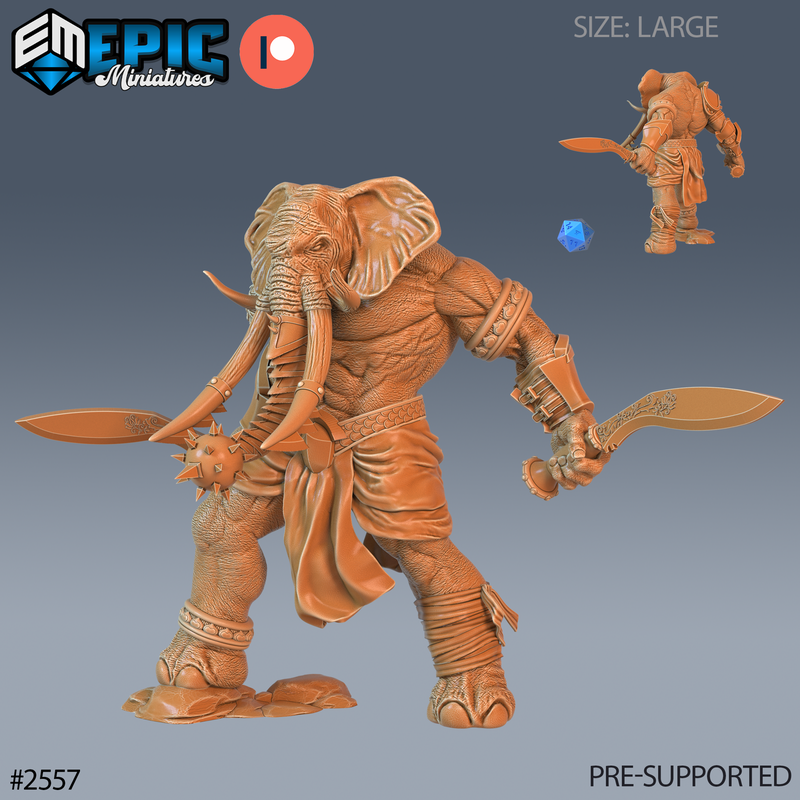 Elephant Folk Barbarian 3D-printed model