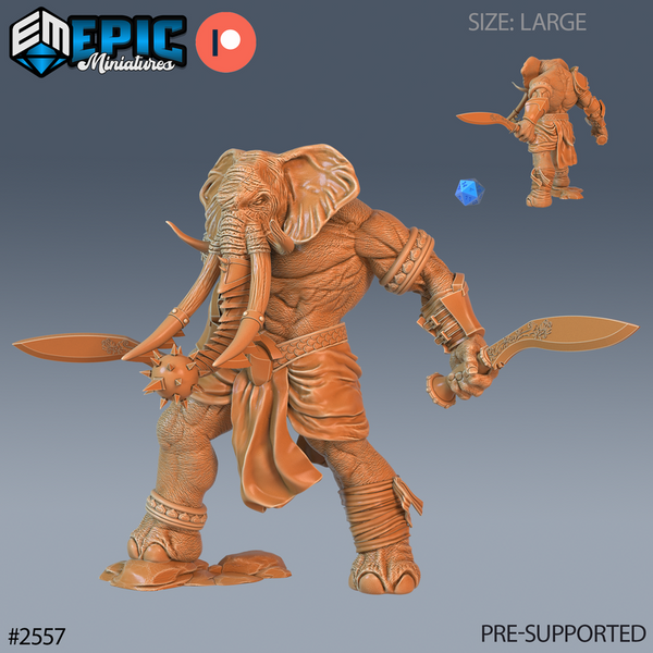 Elephant Folk Barbarian 3D-printed model