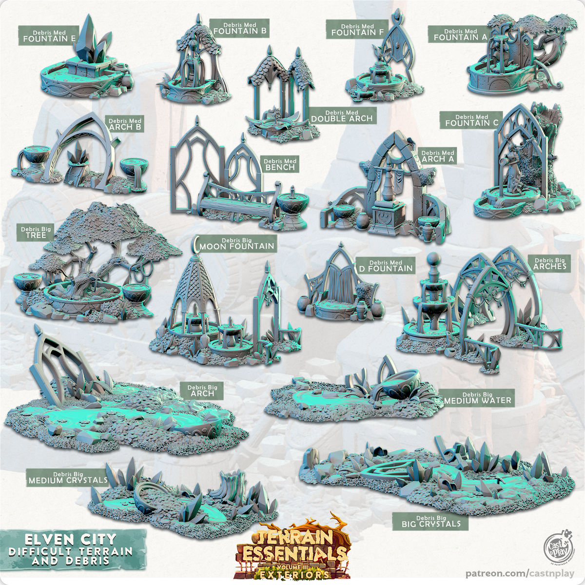 Elven City Difficult Terrain And Debris - The Printable Dragon