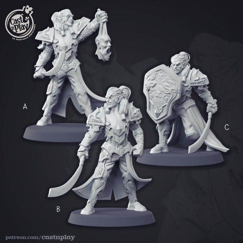Elvish Champion 3D-printed model