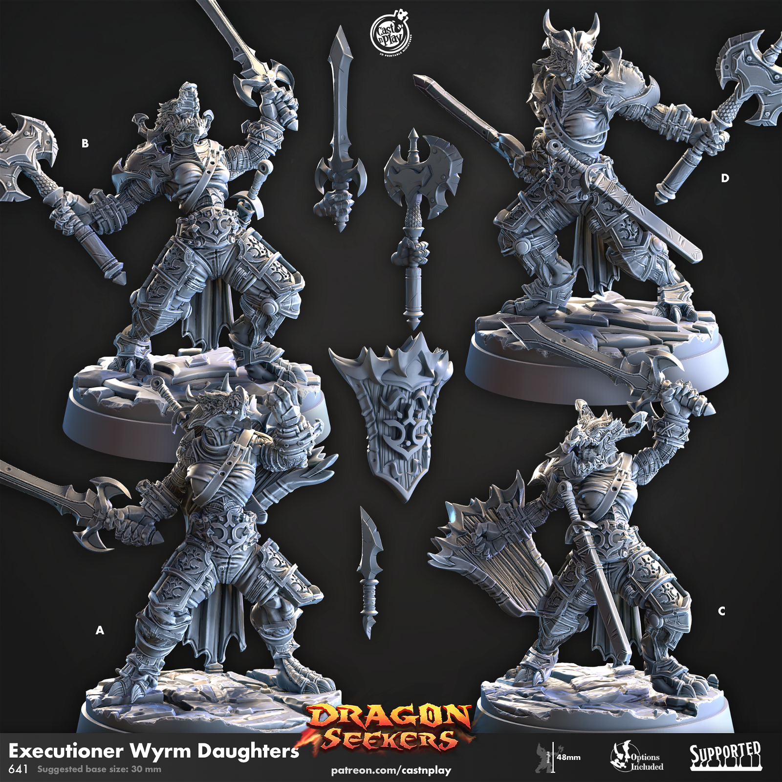 Execturioner Wyrm Daughters - The Printable Dragon