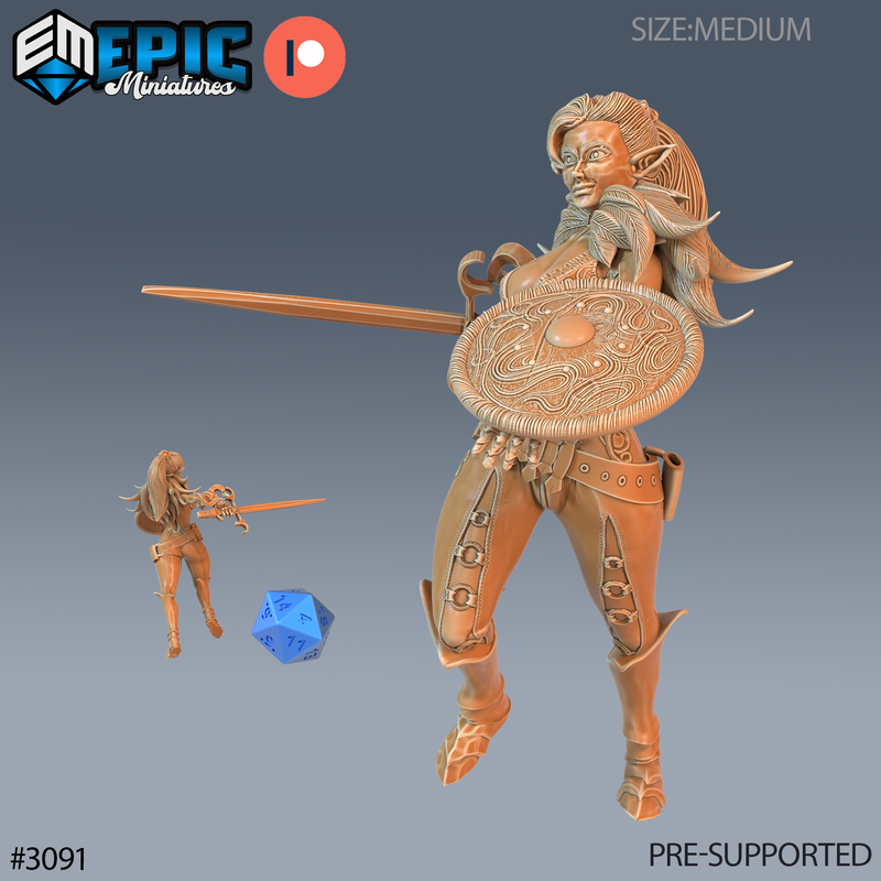 Female Elf Fighter 3D-printed model