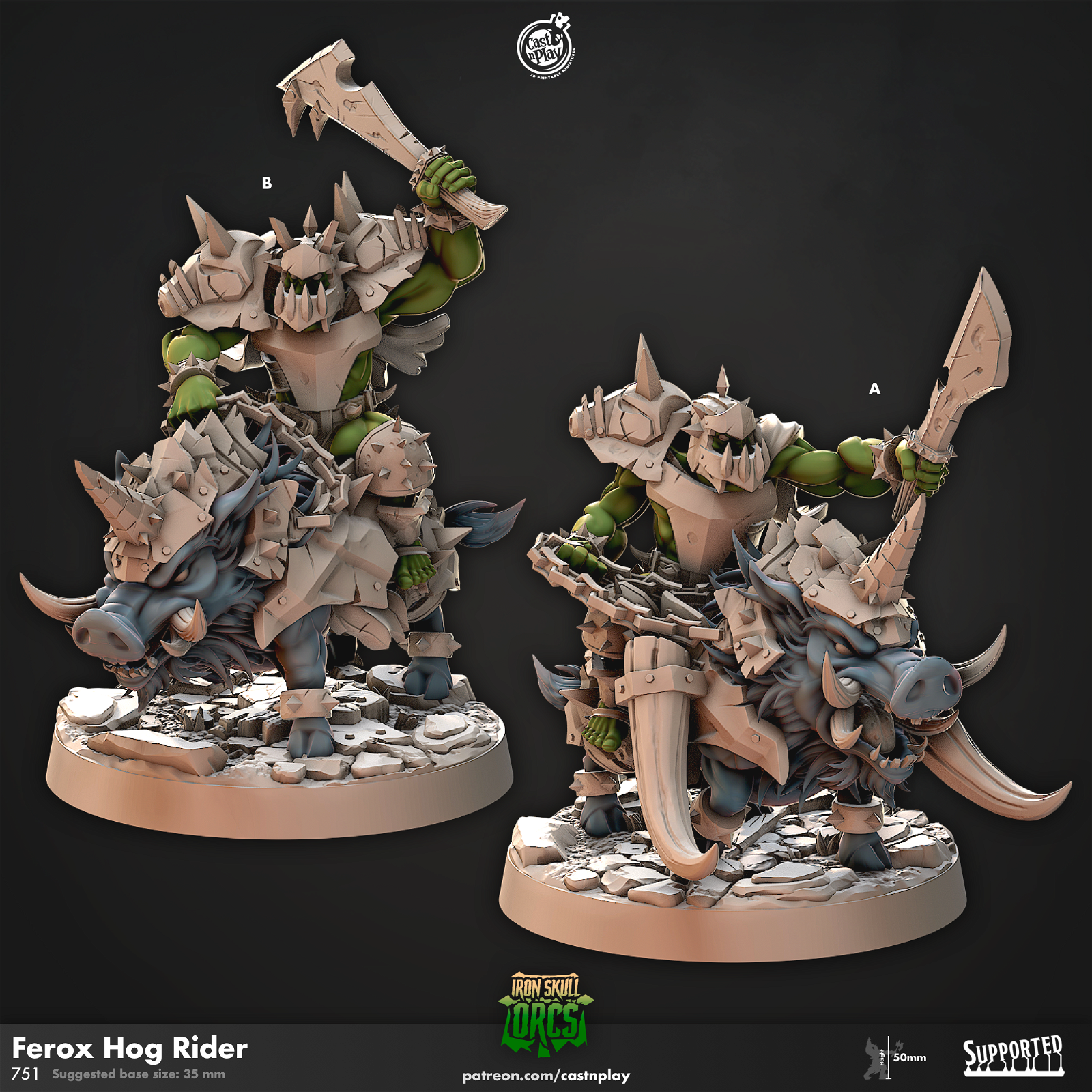 Ferox Hog Rider - The Printable Dragon