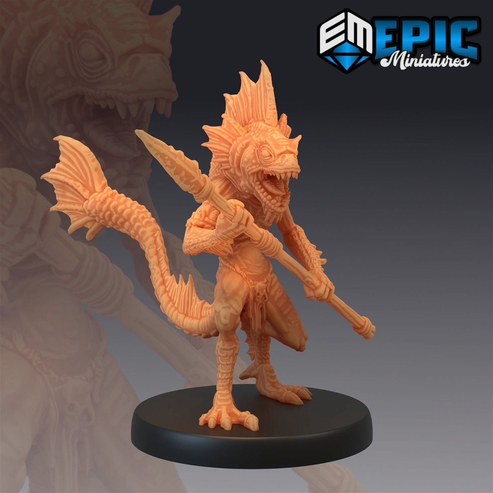 Fishfolk Spear Warrior - The Printable Dragon