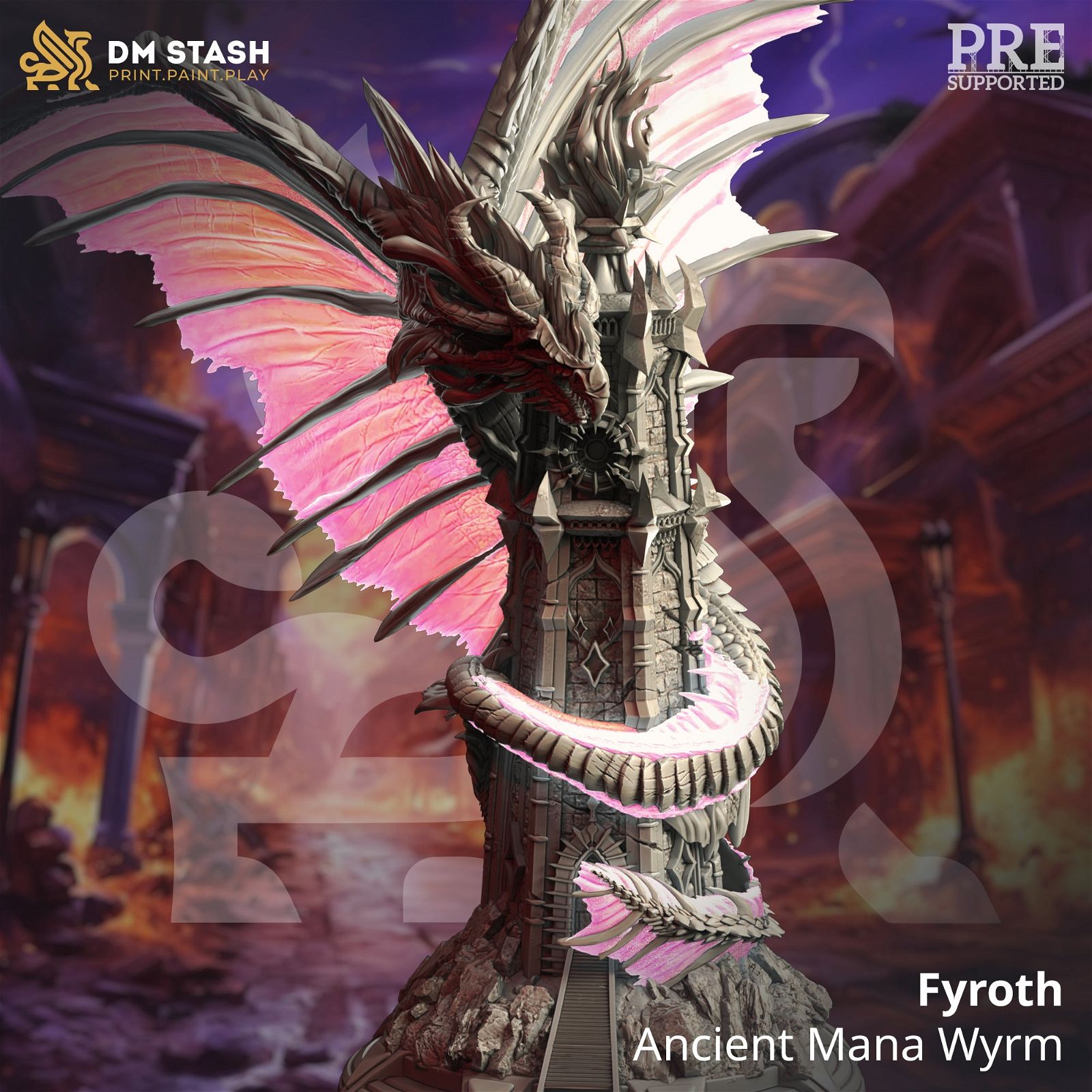 Fyroth - Ancient Mana Wyrm - The Printable Dragon