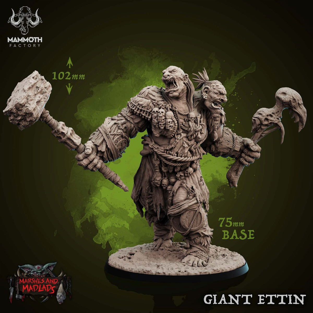 Giant Ettin - The Printable Dragon