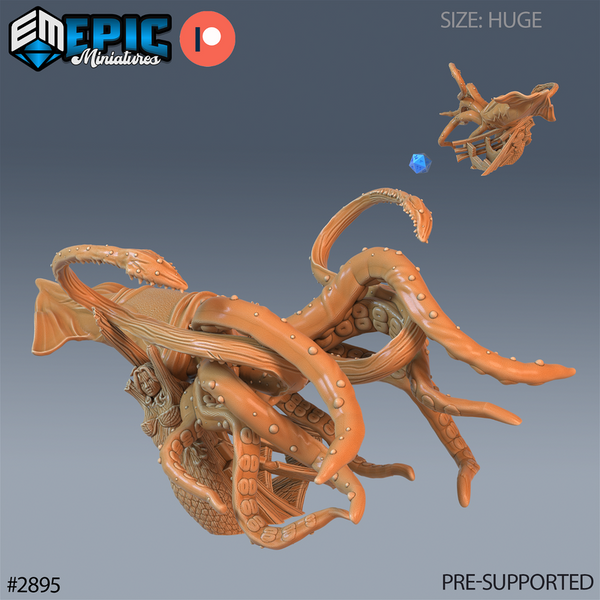 Giant Squid Boat Attack 3D-printed model