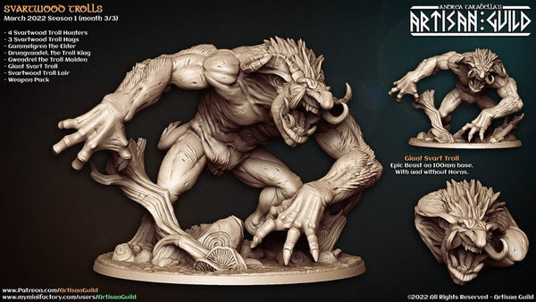 Giant Svart Troll 3D-printed model