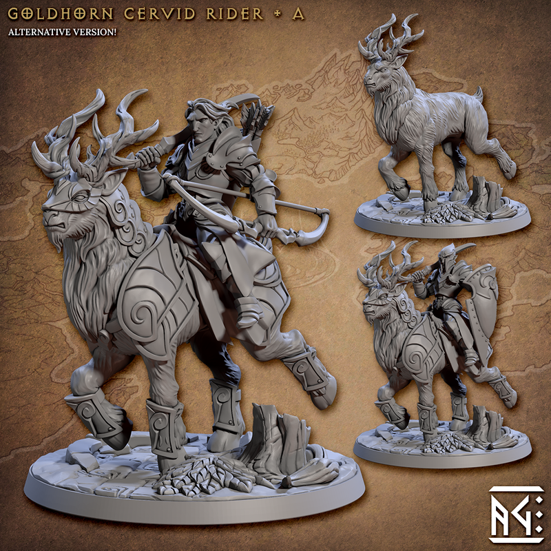 Goldhorn Cervid Rider – The Printable Dragon