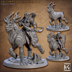 Goldhorn Cervid Rider - The Printable Dragon