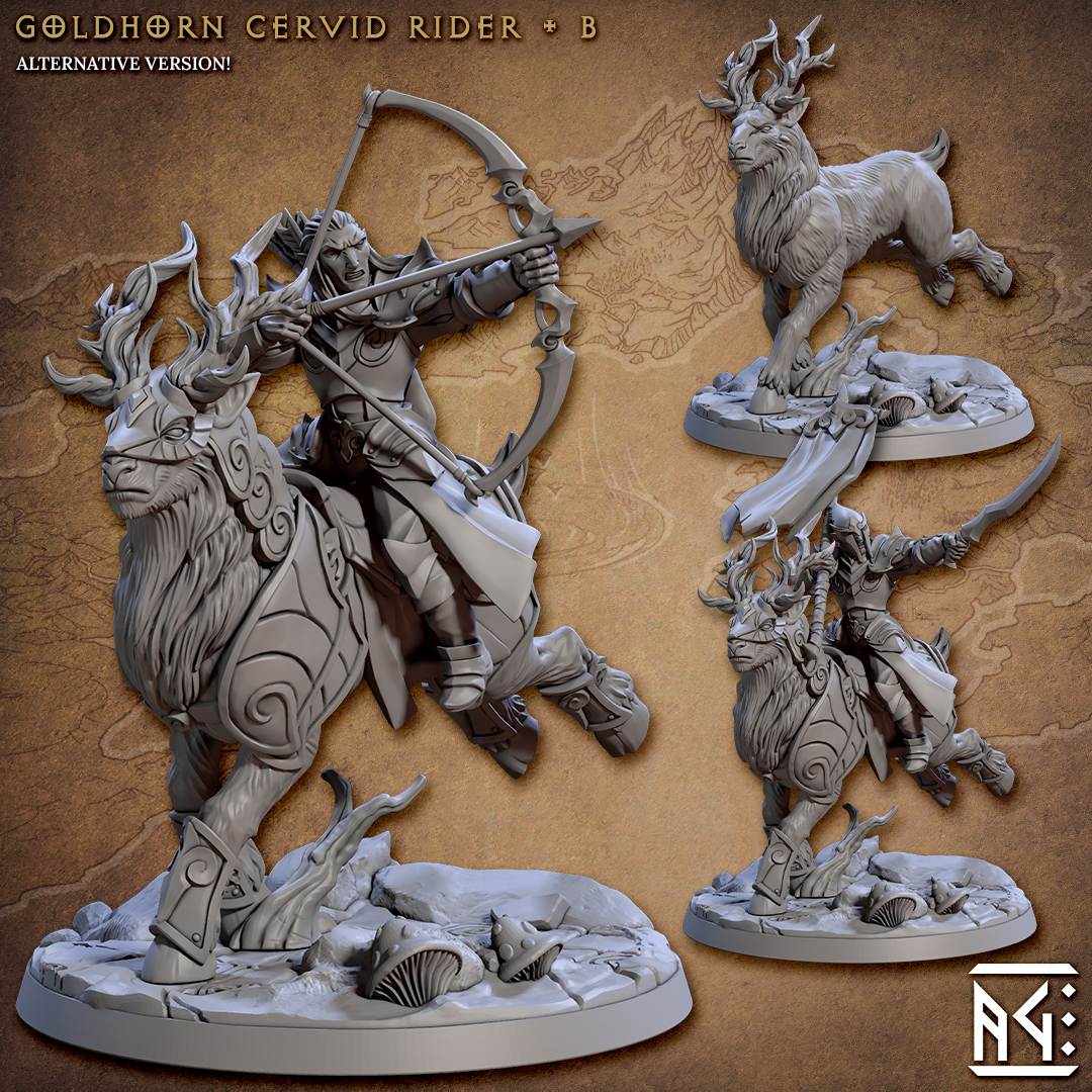 Goldhorn Cervid Rider - The Printable Dragon