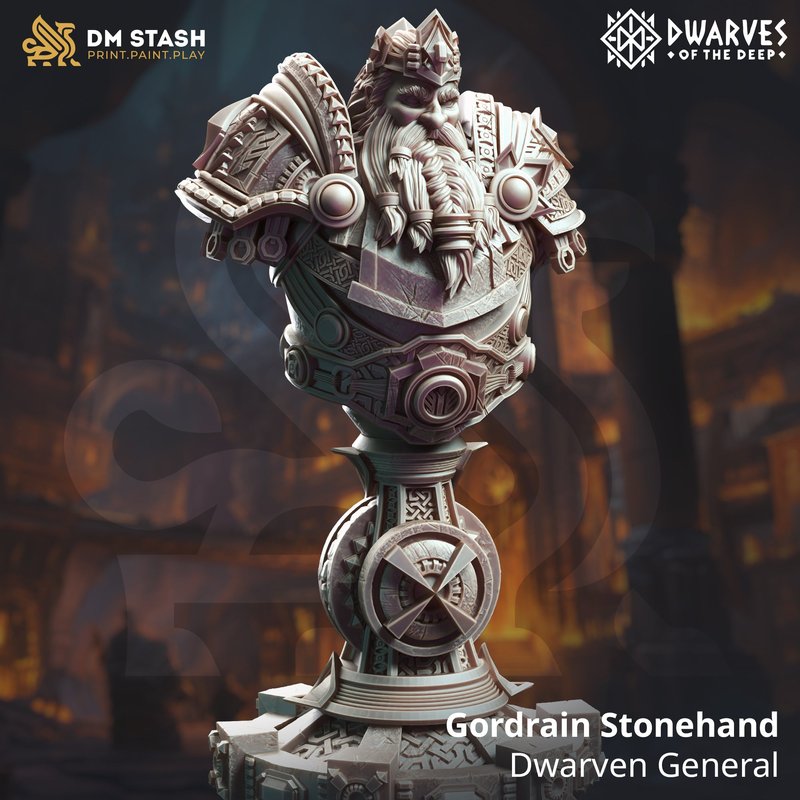 Gordrain Stonehand - Dwarven General Bust