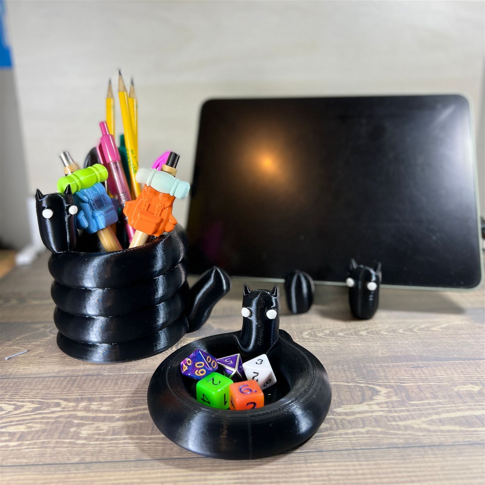 Goth Cat Desk Accessories - The Printable Dragon