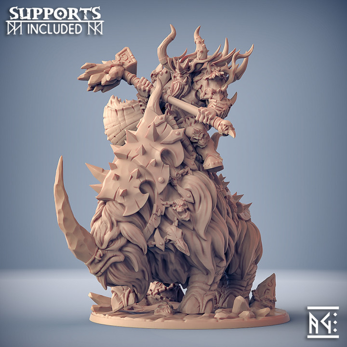 Gothrak on Armored Frosthorn - The Printable Dragon