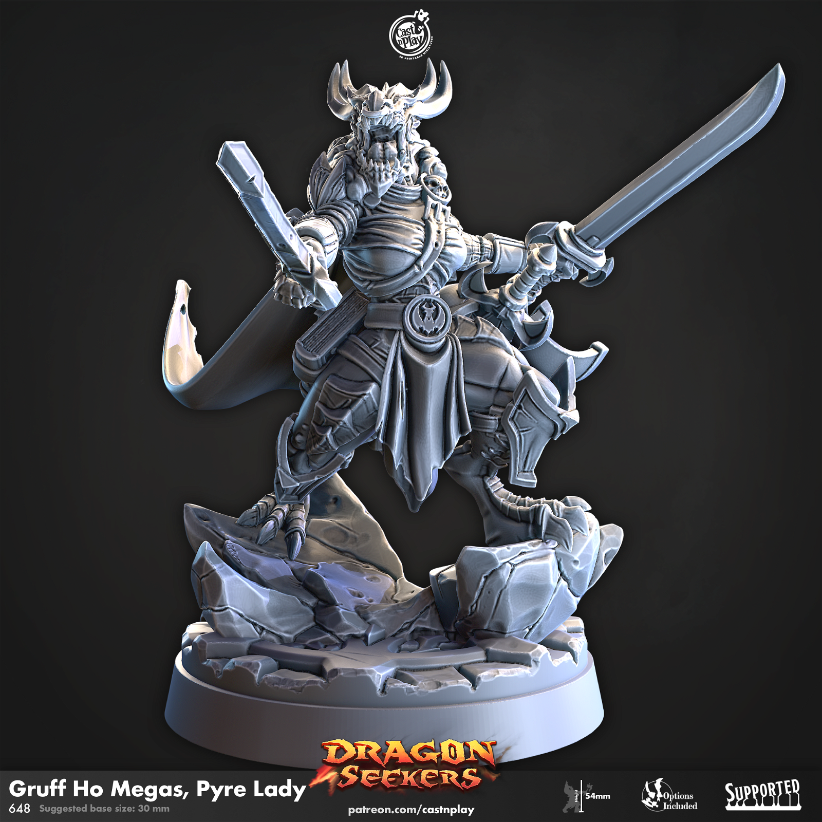 Gruff Ho Megas, Pyre Lady - The Printable Dragon