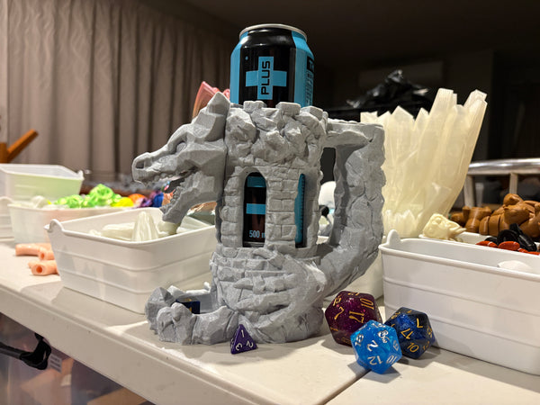Dragon's Fortress Can Holder and Dice Tower 3D-printed model