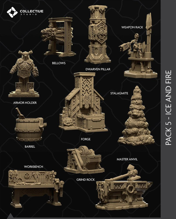 Ice And Fire Terrain Pieces 3D-printed model