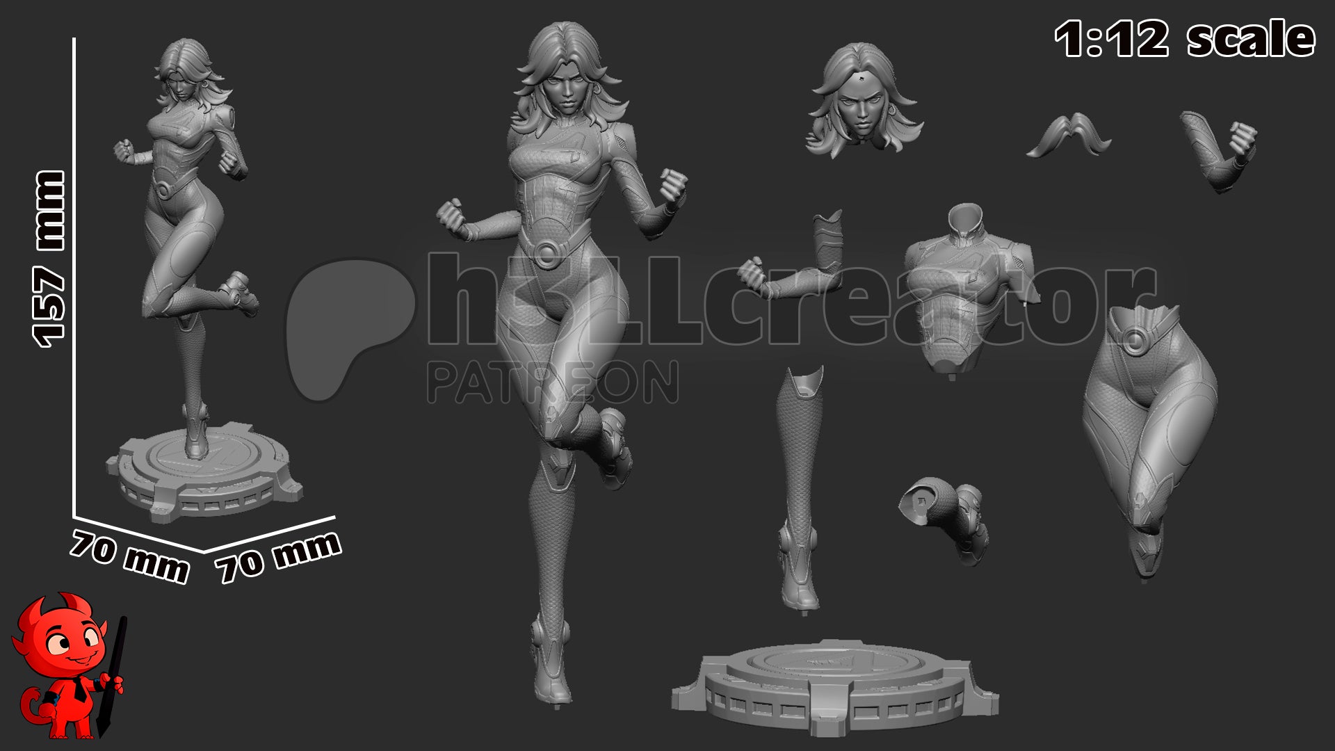 Invisible Woman 3D-printed model