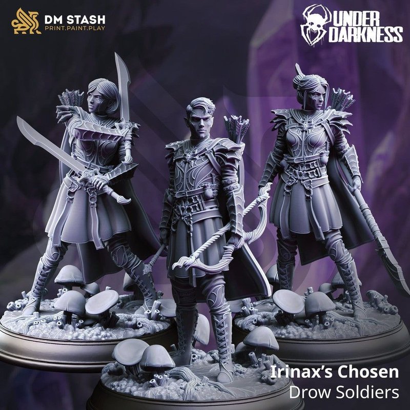Irinax’s Chosen - Drow Soldiers 3D-printed model