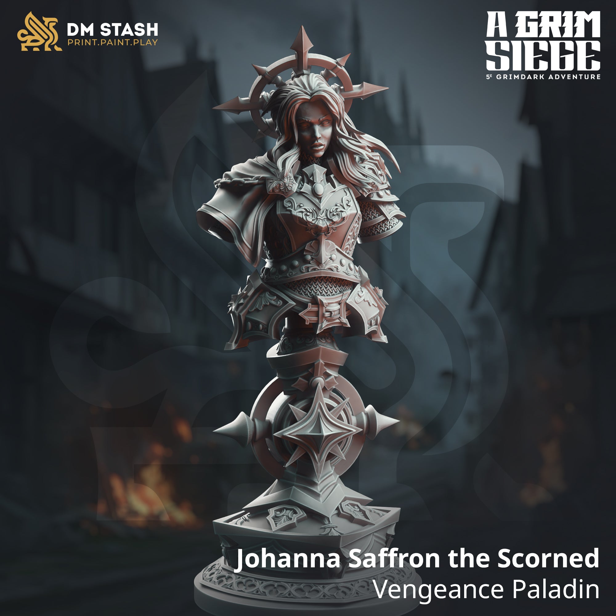 Johanna Saffron the Scorned - Vengeance Paladin - Bust 3D-printed model