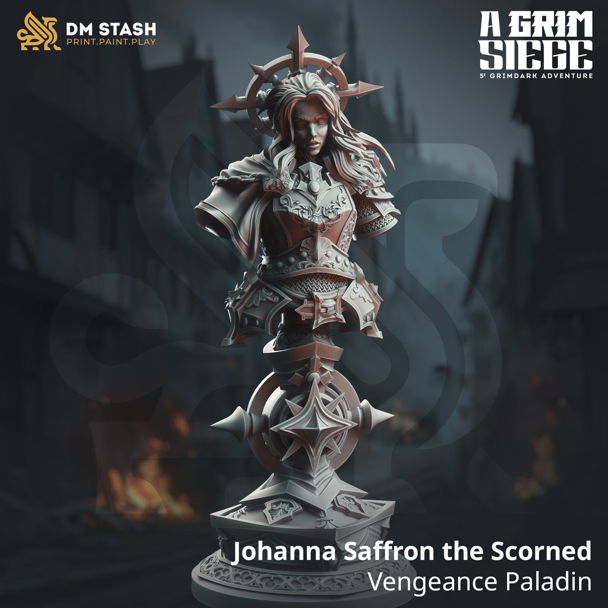 Johanna Saffron the Scorned - Vengeance Paladin - Bust 3D-printed model