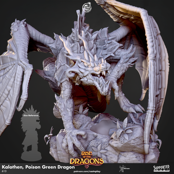 Kalothen, Poison Green Dragon 3D-printed model