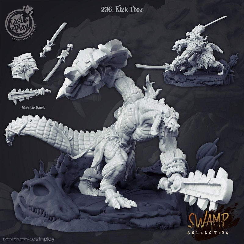 Kizk Thoz The Lizardfolk 3D-printed model