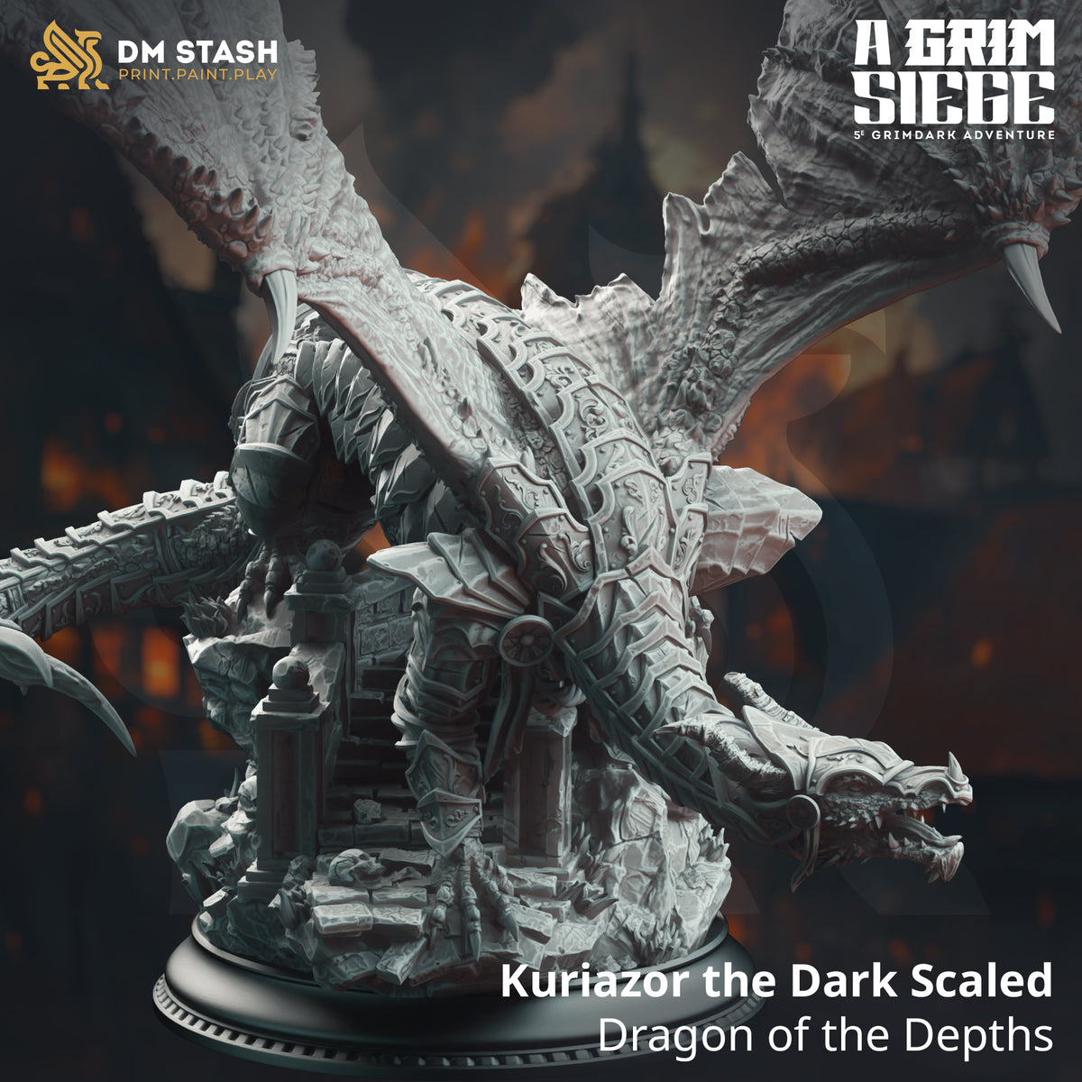Kuriazor the Dark Scaled - Dragon of the Depths 3D-printed model