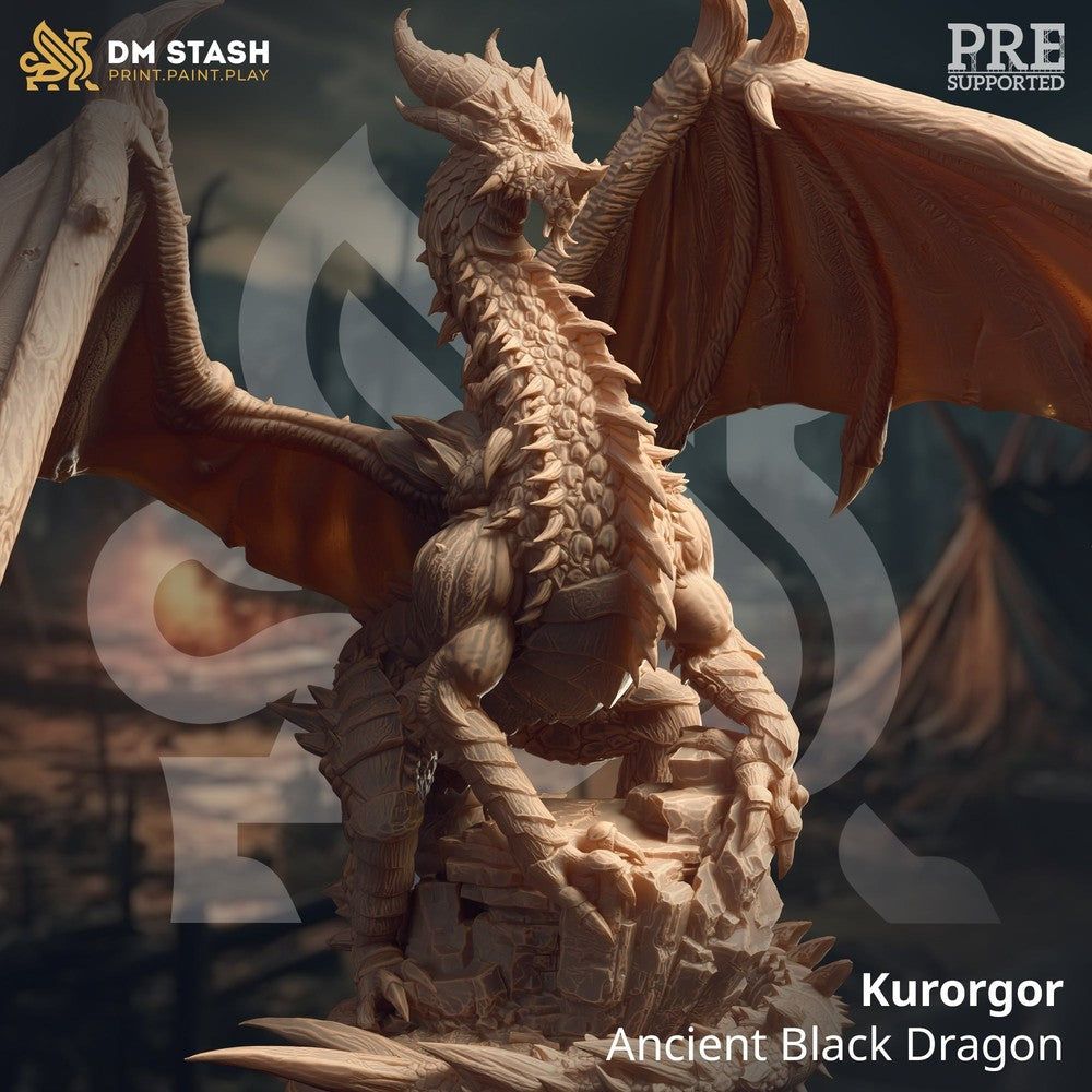 Kurorgor - Ancient Black Dragon - The Printable Dragon