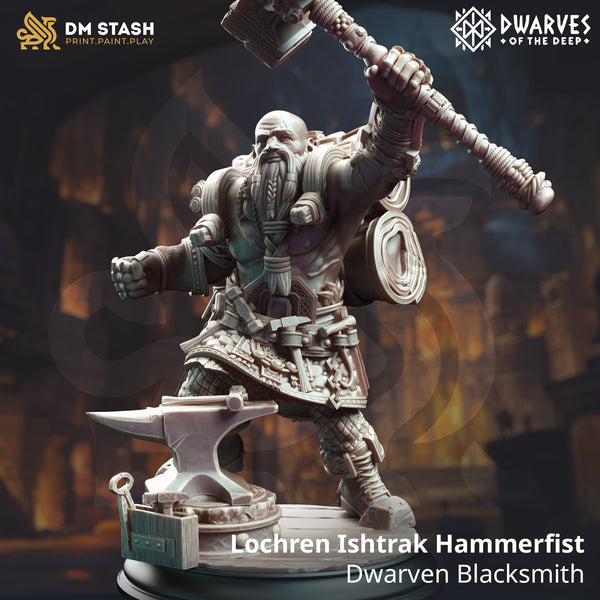 Lochren Ishtrak Hammerfist - Dwarven Blacksmith 3D-printed model