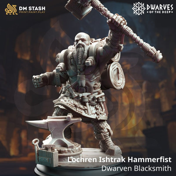 Lochren Ishtrak Hammerfist - Dwarven Blacksmith 3D-printed model