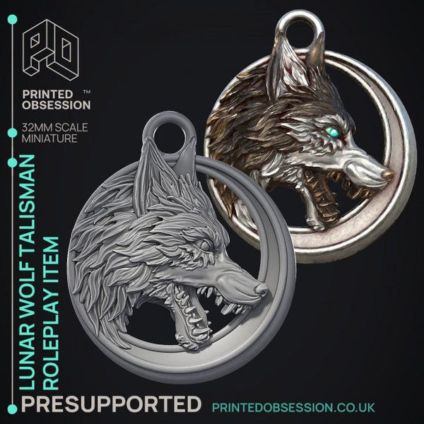 Lunar Wolf Talisman 3D-printed model