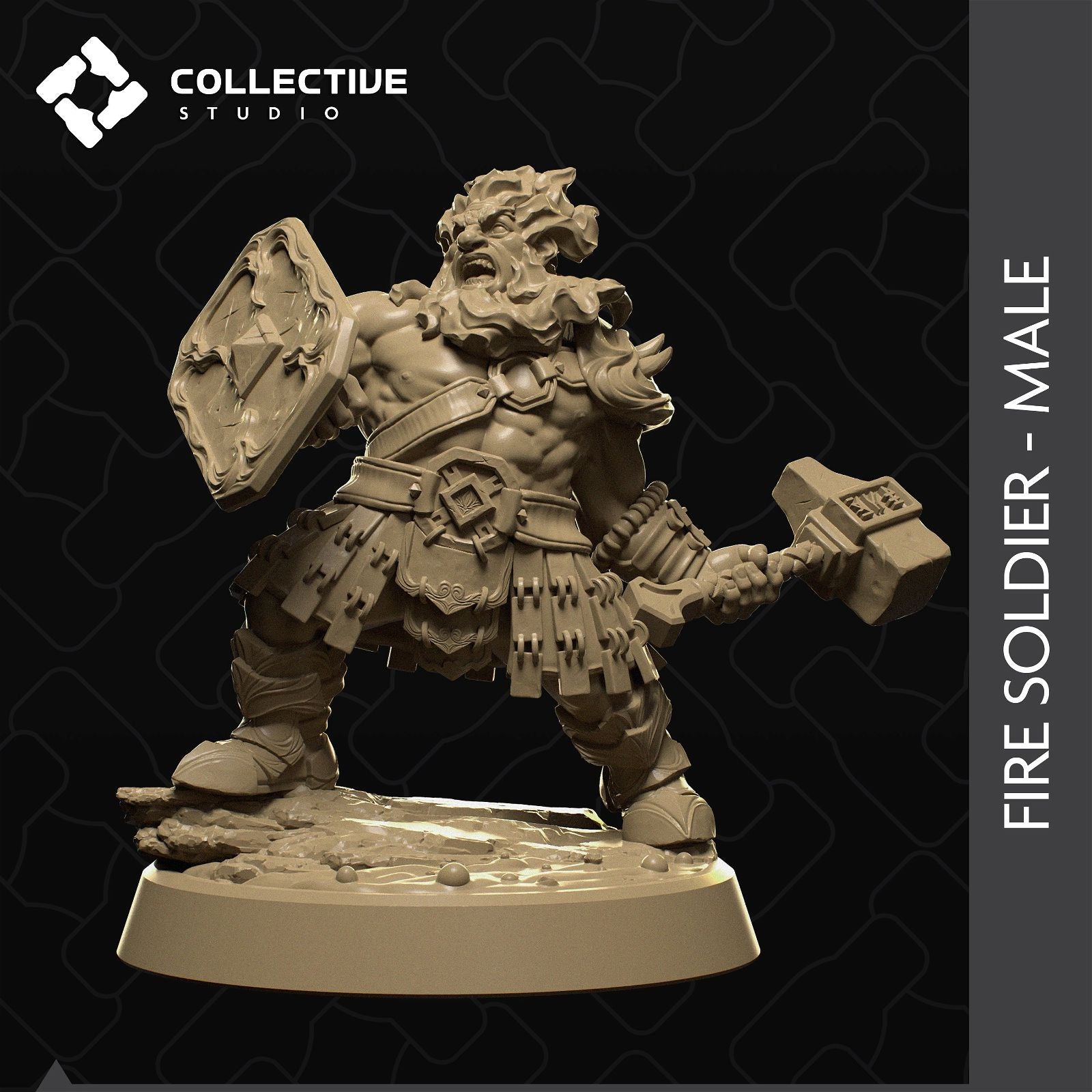 Male Fire Soldier - The Printable Dragon