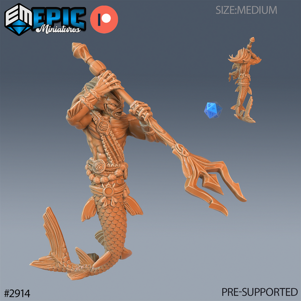 Merman Warrior 3D-printed model