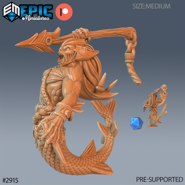 Merman Warrior 3D-printed model