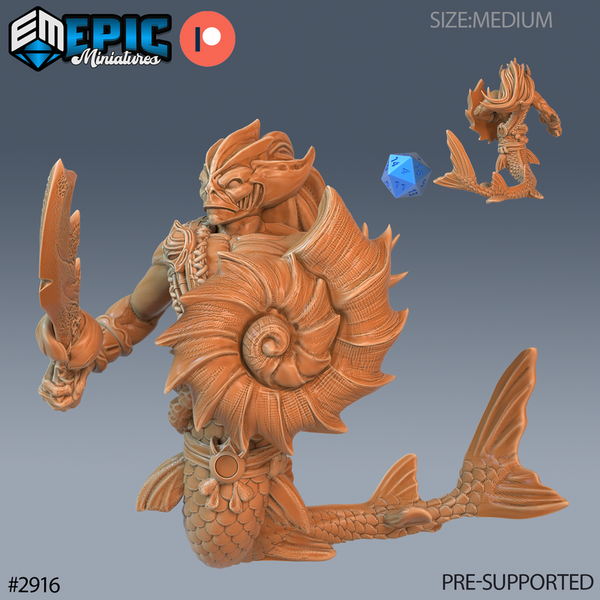 Merman Warrior 3D-printed model