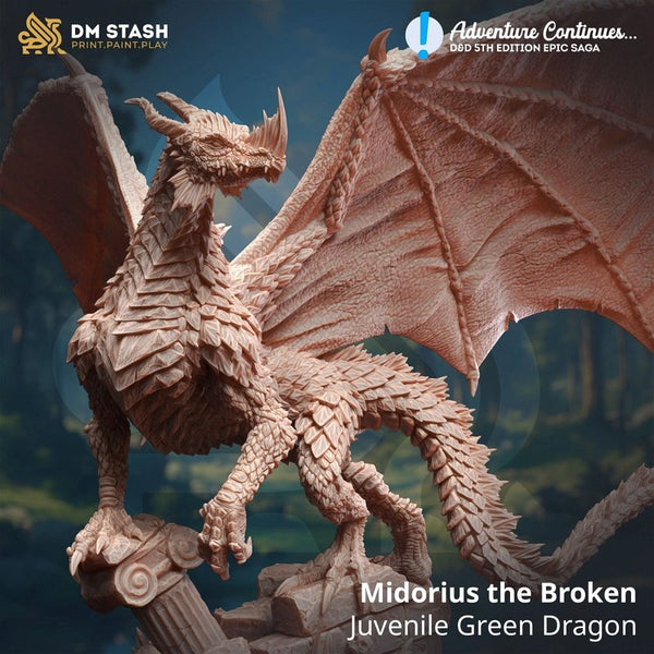 Midorius the Broken - Juvenile Green Dragon 3D-printed model