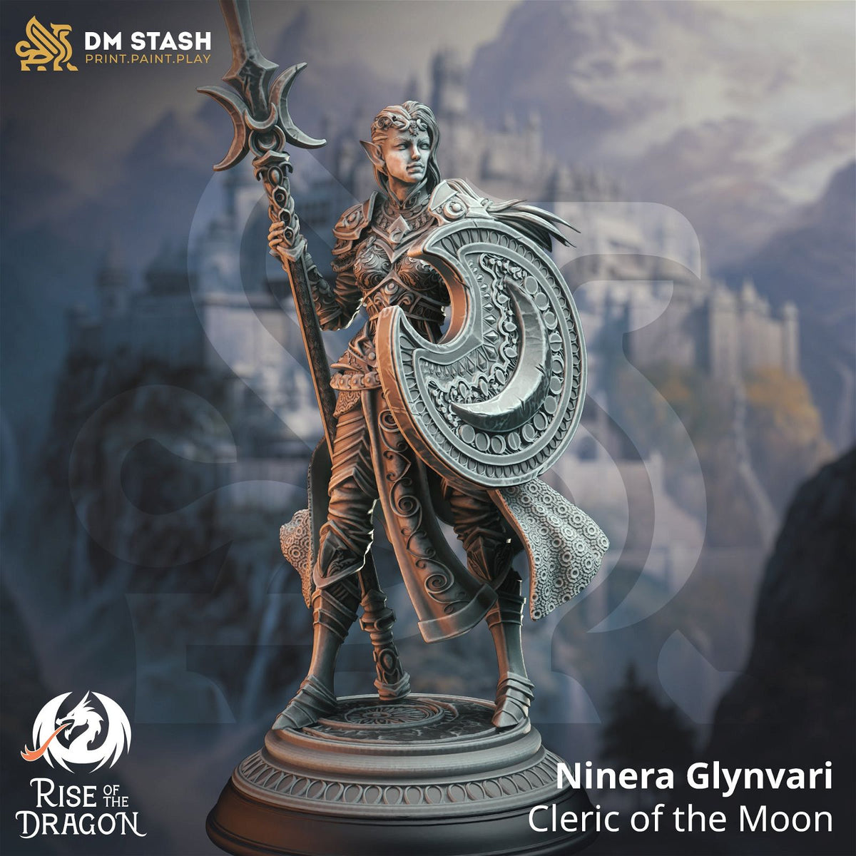 Ninera Glynvari - Cleric Of The Moon - The Printable Dragon