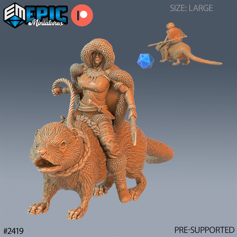 Northern Tribe Warrior Otter Rider 3D-printed model