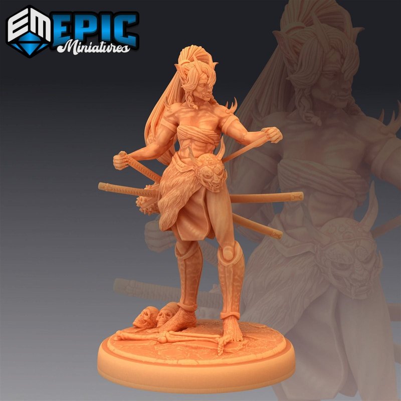 Oni Female Warrior 3D-printed model
