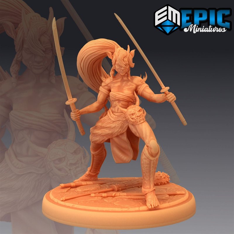 Oni Female Warrior 3D-printed model