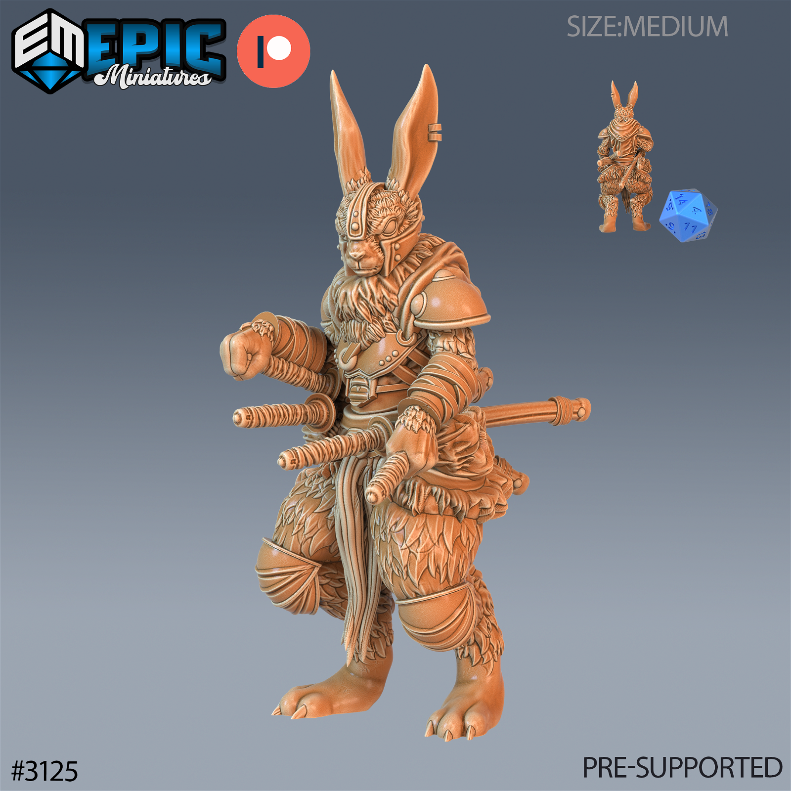 Rabbit Folk Blade Master – The Printable Dragon