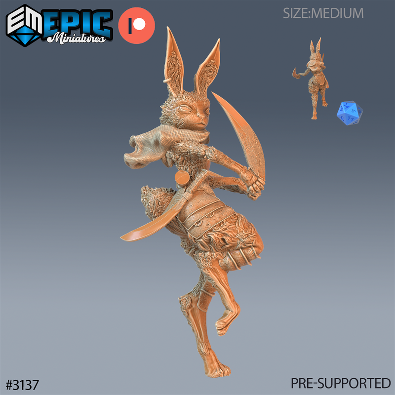 Rabbit Folk Warrior 3D-printed model