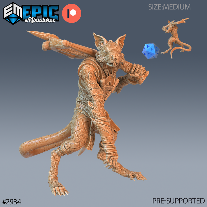 Ratfolk Rogue 3D-printed model