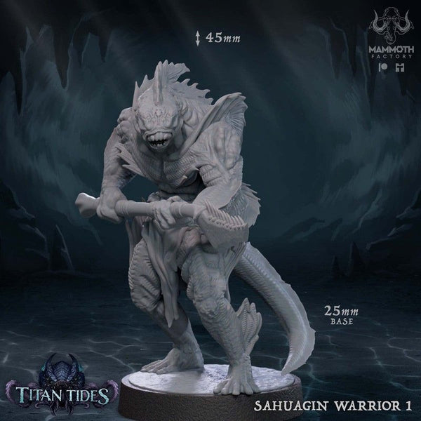 Sahuagin Warrior 3D-printed model