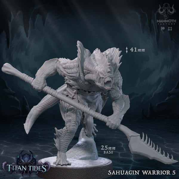 Sahuagin Warrior 3D-printed model